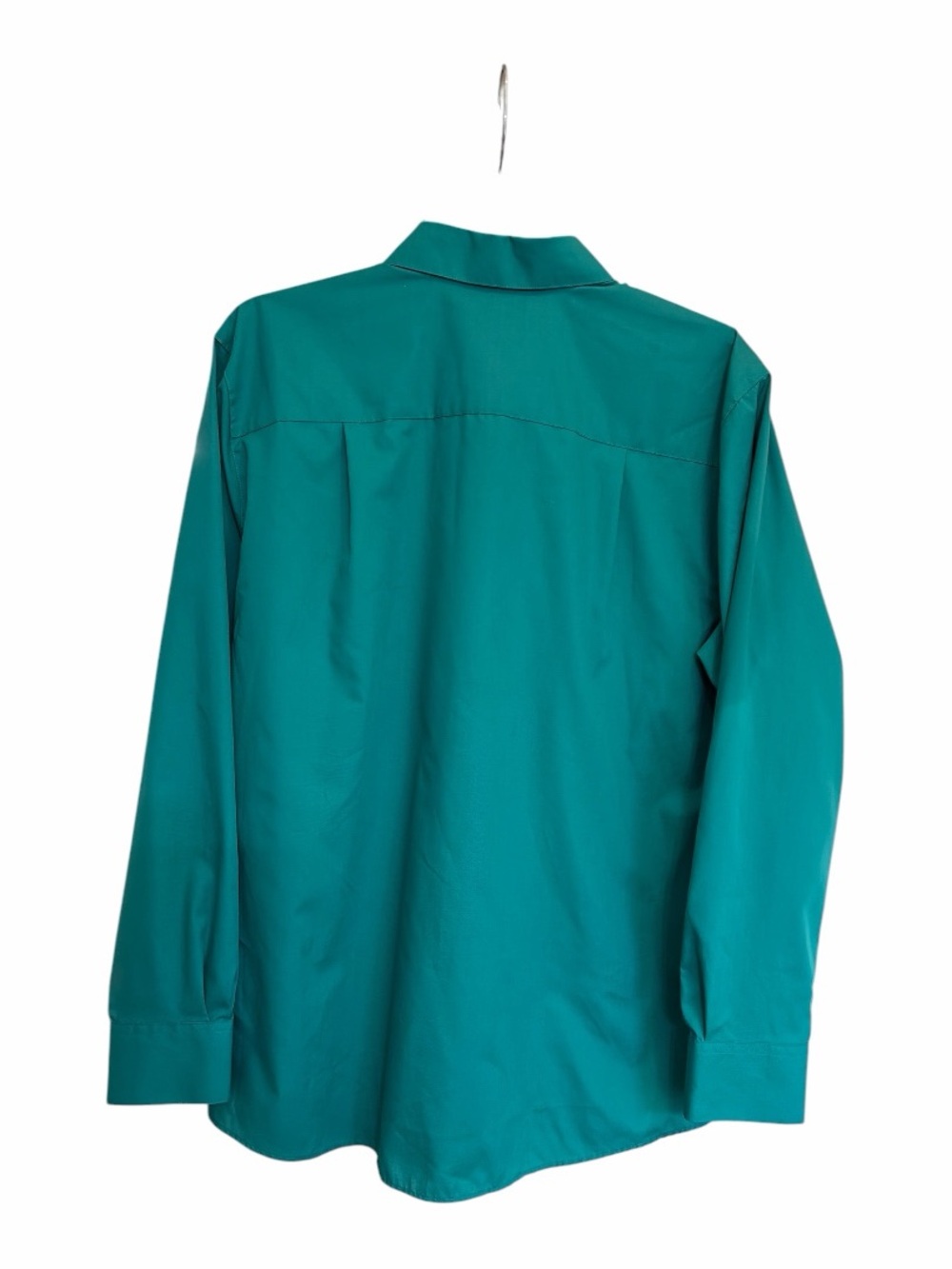 Foxcroft Wrinkle Free Green Button Front Career Blouse Size 14 Classic Shirt - Picture 7 of 8
